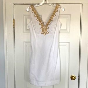 Lilly Pulitzer White and Gold Cocktail Dress